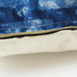 Linen Pillow Cover - Indigo Blue Chevron - Batik Blockprinted - 20x20 Throw - thumbnail 3