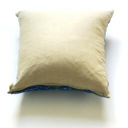 Linen Pillow Cover - Indigo Blue Chevron - Batik Blockprinted - 20x20 Throw - thumbnail 2