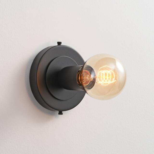 Luna Black Flush Mount Light - Mid Century Industrial Modern 1-Light Wall Sconce Or Ceiling Fixture For Hallways & Small Rooms - image 1