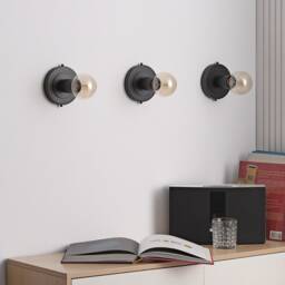 Luna Black Flush Mount Light - Mid Century Industrial Modern 1-Light Wall Sconce Or Ceiling Fixture For Hallways & Small Rooms - thumbnail 2