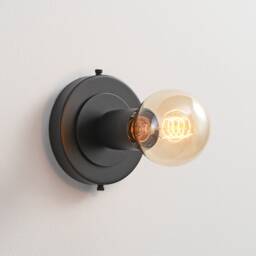 Luna Black Flush Mount Light - Mid Century Industrial Modern 1-Light Wall Sconce Or Ceiling Fixture For Hallways & Small Rooms - thumbnail 1