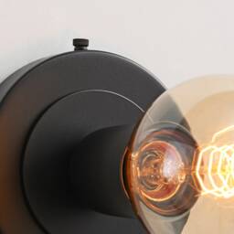 Luna Black Flush Mount Light - Mid Century Industrial Modern 1-Light Wall Sconce Or Ceiling Fixture For Hallways & Small Rooms - thumbnail 3