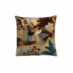 Velvet Bird Cushion Earth Tone Throw Pillow Cover, Autumnal Decor - thumbnail 2