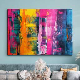 Paint Drips Contemporary Abstract Oil Painting Strokes Style Wall Art Framed Canvas Poster Print Home Kitchen Living Room Decor Gift - thumbnail 1