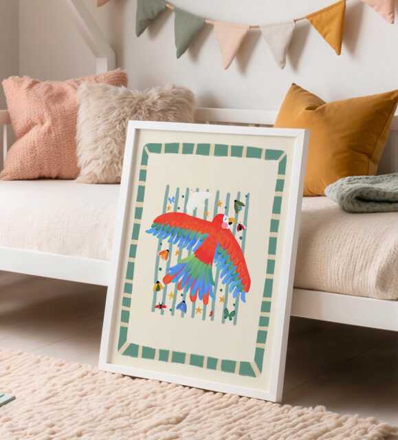 Percy Parrot Print Colorful Jungle Animal Illustration - image 1