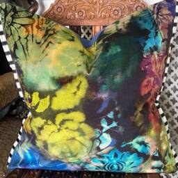 Designers Guild Fabric Tarbana Midnight Cushion Cover Plain Cobalt Velvet Reverse Franchini Trim Size As Selected - thumbnail 2