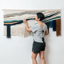 Abstract Macraweave Tapestry - Mixed Fiber Wall Hanging, Textured Woven Art, Boho Modern Home Decor, Unique Handmade Piece - thumbnail 2