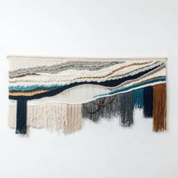 Abstract Macraweave Tapestry - Mixed Fiber Wall Hanging, Textured Woven Art, Boho Modern Home Decor, Unique Handmade Piece - thumbnail 3