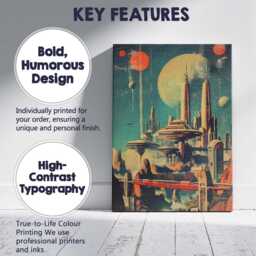 Retro Futuristic Space Colony Planetary City Canvas Wall Art Print Decor Picture Ready To Hang - thumbnail 2