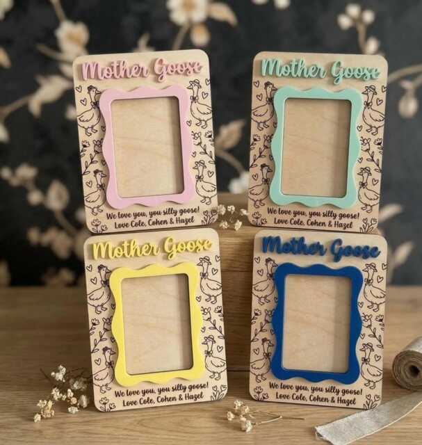 Personalized Mother Goose Wooden Photo Frame, Nursery Decor, Baby Gift - image 1