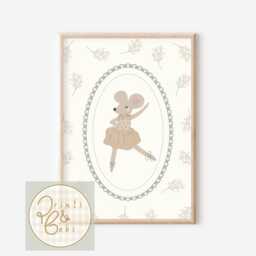 Set Of 3 Personalised Ballerina Mouse & Goose Vintage Style Wildflower Prints - Unframed - thumbnail 2