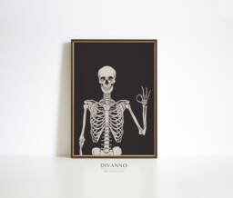 Skeleton Print, Halloween Party Wall Decor, Funny Gothic Art Modern Apartment Poster, Printable Art, Never Better Skeleton, Gift - thumbnail 1