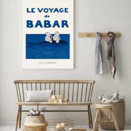 Babar The Elephant Whale Nursery Wall Art Retro Kids Decor Quote Genre Neutral Baby Illustration Print - thumbnail 3