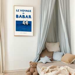 Babar The Elephant Whale Nursery Wall Art Retro Kids Decor Quote Genre Neutral Baby Illustration Print - thumbnail 2