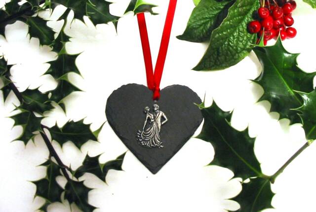 Ballroom Dancers Design Slate Heart - 2026 Christmas Decoration Dancing Gift For Dancer Ornament Festive Decor - image 1