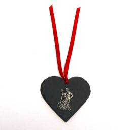 Ballroom Dancers Design Slate Heart - 2026 Christmas Decoration Dancing Gift For Dancer Ornament Festive Decor - thumbnail 3
