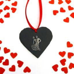 Ballroom Dancers Design Slate Heart - 2026 Christmas Decoration Dancing Gift For Dancer Ornament Festive Decor - thumbnail 2