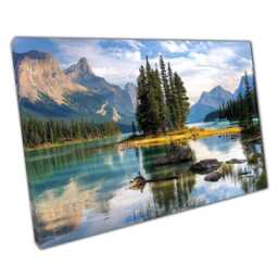 Calm Waters Spirit Island Canvas Print Mountain Landscape Wall Art For Home Office Decor - thumbnail 1