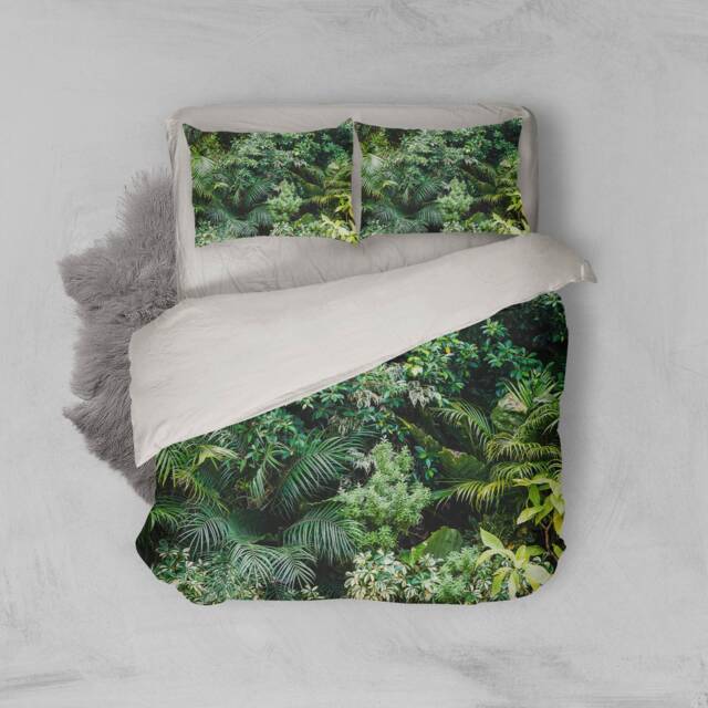 3D Tropical Leaf Bedding Set, Green Plant Doona Cover - image 1