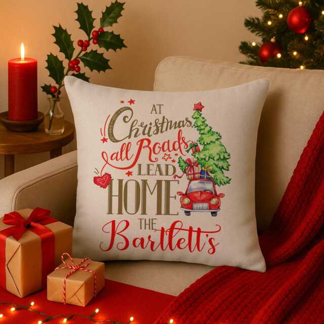 Personalised Christmas Cushion Cover Custom Throw Pillow Stocking Filler Christmassy Festive Home Decor Family Name Gift Ekcc15 - image 1