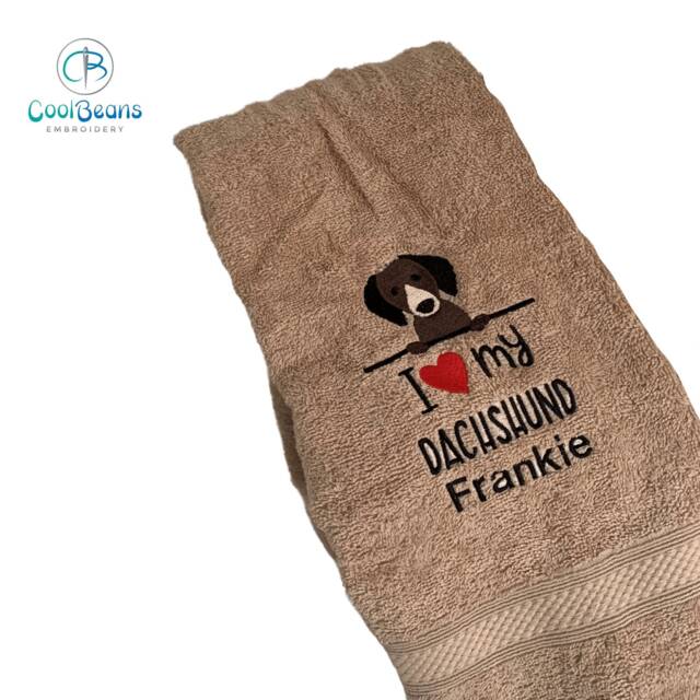 Dachshund Dog Towel - Personalised Face Cloth/Hand Bath Embroidered - image 1