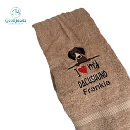 Dachshund Dog Towel - Personalised Face Cloth/Hand Bath Embroidered - thumbnail 1