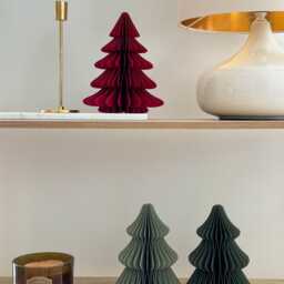 Christmas Tree Classic, Burgundy Home Decor, Green Holiday Tree, Paper Baubles, Scandi Decoration, Eco Christmas, Aesthetic Present - thumbnail 3