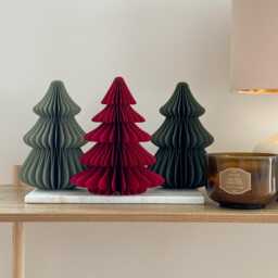 Christmas Tree Classic, Burgundy Home Decor, Green Holiday Tree, Paper Baubles, Scandi Decoration, Eco Christmas, Aesthetic Present - thumbnail 2