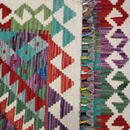 Multicolour Rug, Handmade Artisan Afghan Turkish Scandinavian Navajo Bohemian Flatweave Wool Kilim 156x101 cm - thumbnail 3