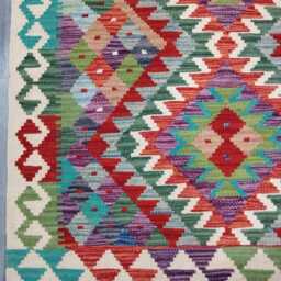 Multicolour Rug, Handmade Artisan Afghan Turkish Scandinavian Navajo Bohemian Flatweave Wool Kilim 156x101 cm - thumbnail 4