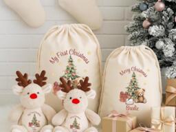 Personalised Christmas Stockings, Gifts, Gifts For Kids, Santa Sack, Teddy Bear, Gift, Personalized - thumbnail 1