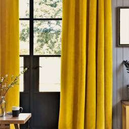 Mustard Velvet Curtains Drapes Custom Grommet Golden Bedroom Living Room - thumbnail 2
