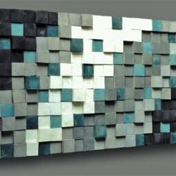 Textured Wood Mosaic Wall Art Black, Green, White, & Silver - thumbnail 2