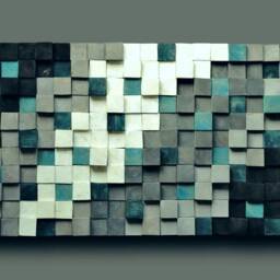 Textured Wood Mosaic Wall Art Black, Green, White, & Silver - thumbnail 3