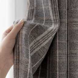 Efrem Cotton Blackout Curtain, 2 Colors, Grid Design, Soft To Touch, Room Darkening Curtain For Bedroom Livingroom, Natural Drapery, 1Pc - thumbnail 3