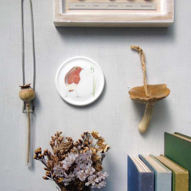 Robin & Snowdrops Decorative Mini Wall Plate - British Bird Art - Wildlife Christmas Decor -Gallery Art - image 1