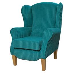 Handmade Teal Jumbo Cord Wingback Chair Fireside Accent Armchair - thumbnail 1