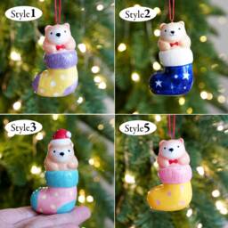 Handmade Ceramic Bear Figurines, Christmas Ornaments, Desk Decor, Animals Lovers Gift - thumbnail 2
