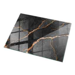 Marble Pattern With Veins Glass Table Top, Black Scandinavian-style Protective Top For Tables - thumbnail 2