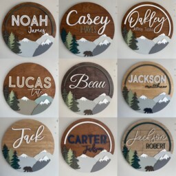 Woodland Nursery Name Sign 3D Forest Mountain Decor - thumbnail 3