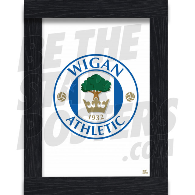 Wigan Athletic Fc Crest Poster White - Officially Licensed Product Sizes A4/A3 - image 1