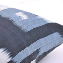 Grey Ikat Pillow Cover, Handmade Cotton Cushion - 20x20 - thumbnail 3