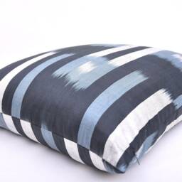 Grey Ikat Pillow Cover, Handmade Cotton Cushion - 20x20 - thumbnail 2