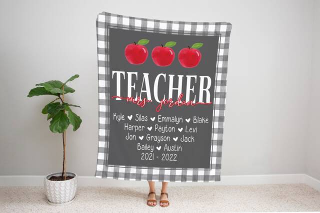 Teacher Christmas Blanket, Gift From Students, Appreciation Kids, Personalized Wall Hanging - image 1