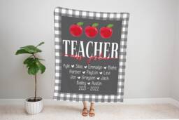 Teacher Christmas Blanket, Gift From Students, Appreciation Kids, Personalized Wall Hanging - thumbnail 1