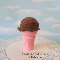 Fake Ice Cream Single Scoop Chocolate, Flat Cone Color Choice - thumbnail 2
