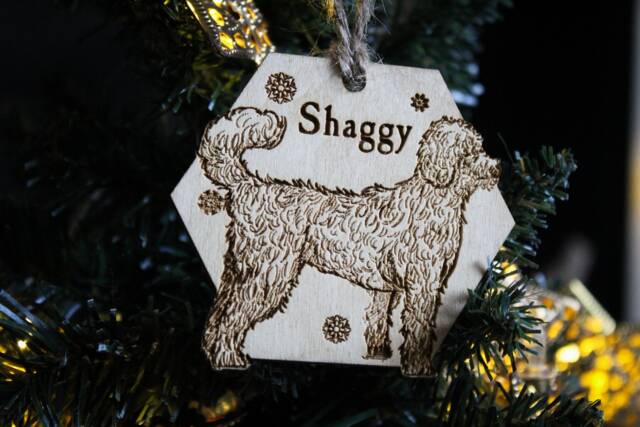 Labradoodle Personalised Wooden Bauble Ornament Dog Name Breed Gift Quirky Rustic Laser Wood Burned Ornate Lover Pet Decoration - image 1