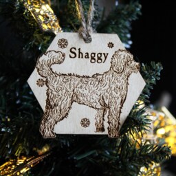 Labradoodle Personalised Wooden Bauble Ornament Dog Name Breed Gift Quirky Rustic Laser Wood Burned Ornate Lover Pet Decoration - thumbnail 2