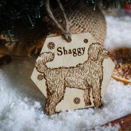Labradoodle Personalised Wooden Bauble Ornament Dog Name Breed Gift Quirky Rustic Laser Wood Burned Ornate Lover Pet Decoration - thumbnail 3