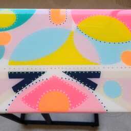 Handmade Colorful Epoxy Resin C Table Wooden Sofa Side Table - thumbnail 2
